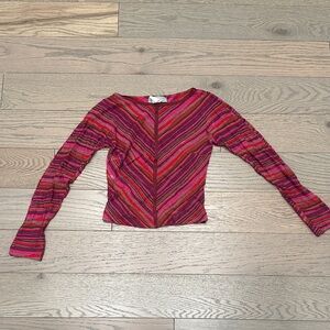 Missoni Pink and Red Chevron Long Sleeve Sweater VINTAGE